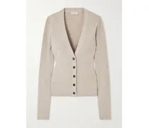 Cardigan Aus Metallic-rippstrick - Neutral