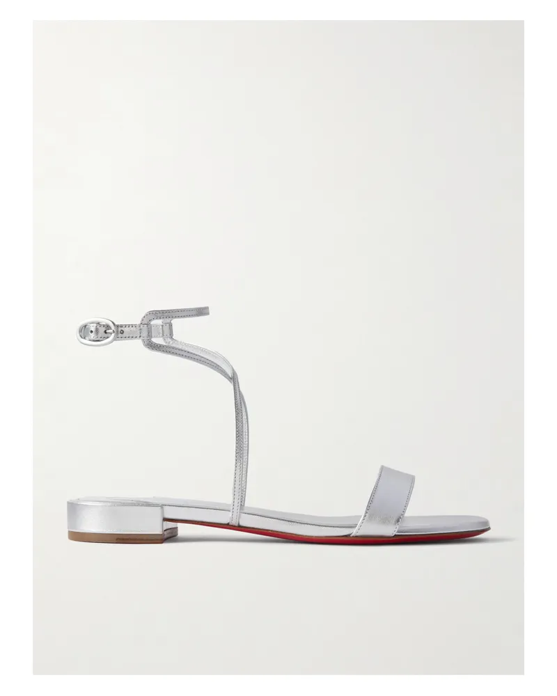 Christian Louboutin Miss Choca Metallic Leather Sandals - Silver Silver