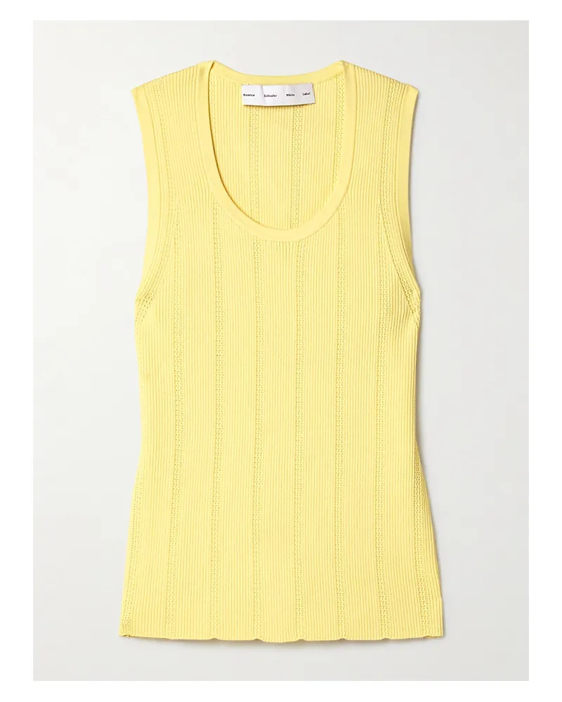 Proenza Schouler Perry Tanktop Aus Geripptem Pointelle-strick - Gelb Gelb