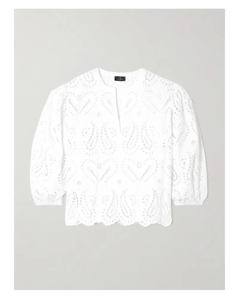 Etro Scalloped Broderie Anglaise Cotton-blend Poplin Blouse - White White