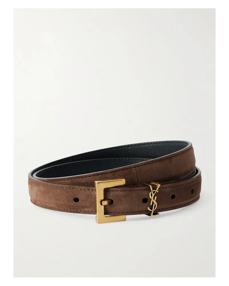 Saint Laurent Suede Belt - Brown Brown