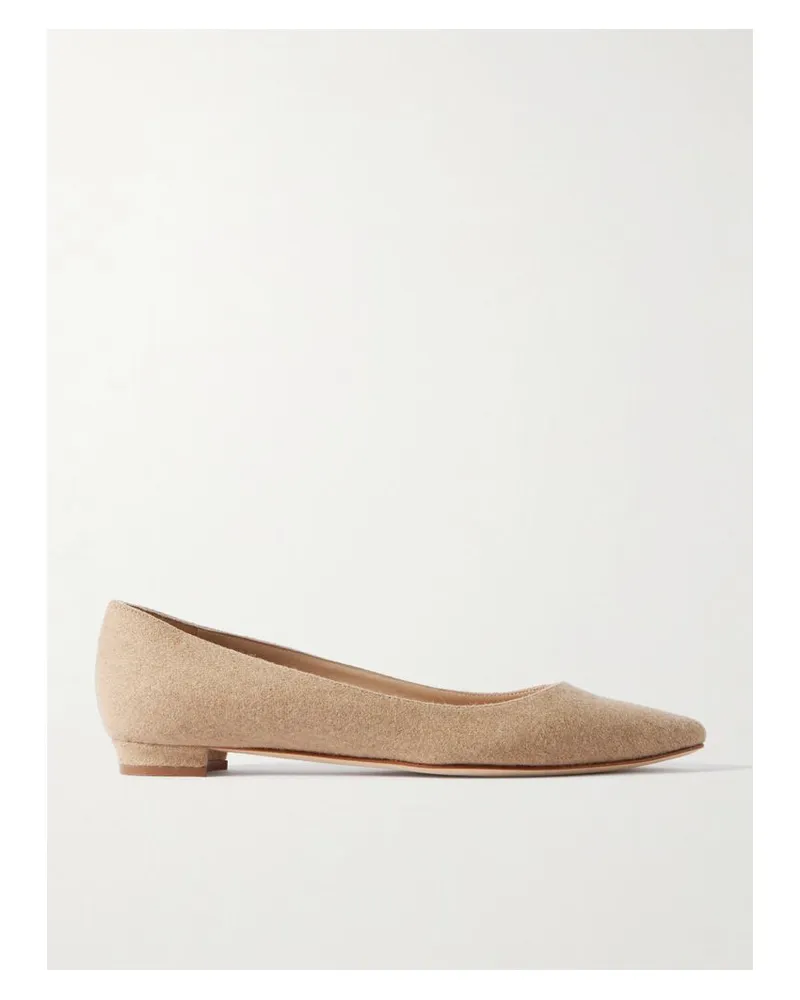 Manolo Blahnik Lanza Bb Ballerinas Mit Spitzer Kappe Aus Wolle - Neutral Neutral
