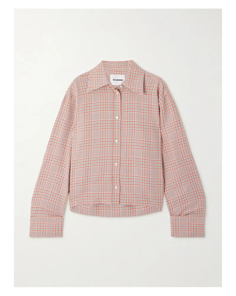 Jil Sander Hemd Aus Einer Karierten Baumwoll-wollmischung - Pink Pink