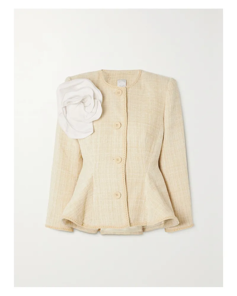 Huishan Zhang Agar Jacke Aus Tweed Mit Applikation - Wollweiß Wollweiß