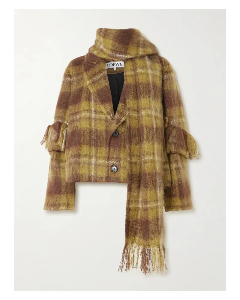 Loewe Jacke Aus Einer Karierten Mohair- Und Wollmischung Mit Schal - Mehrfarbig Mehrfarbig