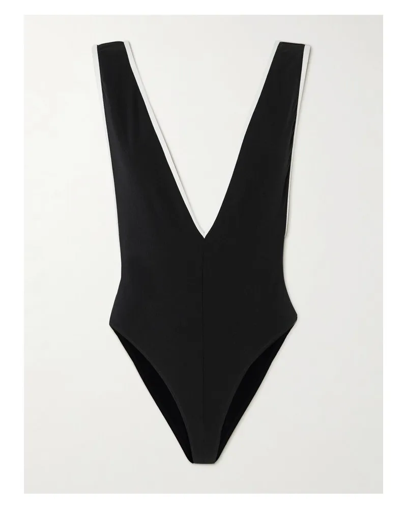 Lisa Marie Fernandez Net Sustain Zweifarbiger Badeanzug Aus Stretch-crêpe - Schwarz Schwarz