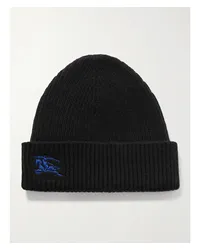 Burberry Beanie aus Geripptem Kaschmir mit Stickerei Schwarz