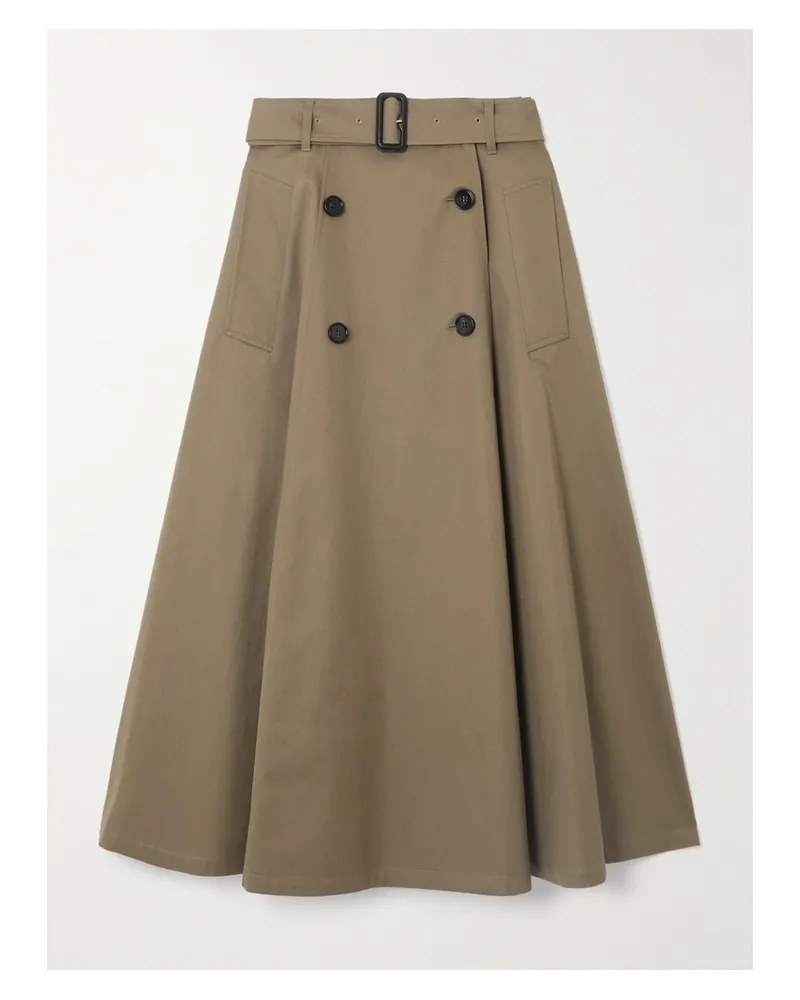 Burberry Midirock Aus Bauwollgabardine Mit Gürtel - Neutral Neutral