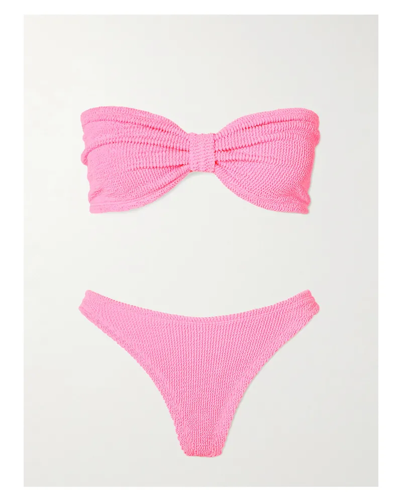 Hunza G Tina Bandeau-bikini Aus Seersucker Mit Twist-detail - Pink Pink