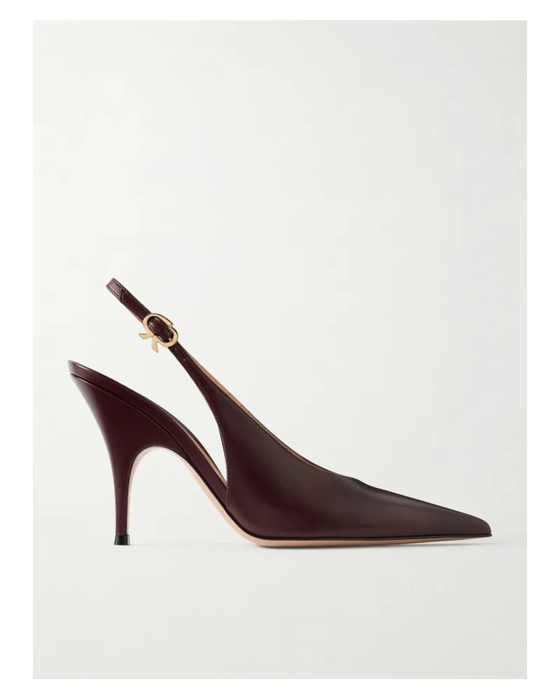 Gianvito Rossi Sofia 95 Leather Slingback Pumps - Burgundy Burgundy