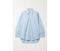 Oversized-hemd Aus Gestreiftem Baumwoll-oxford - Blau
