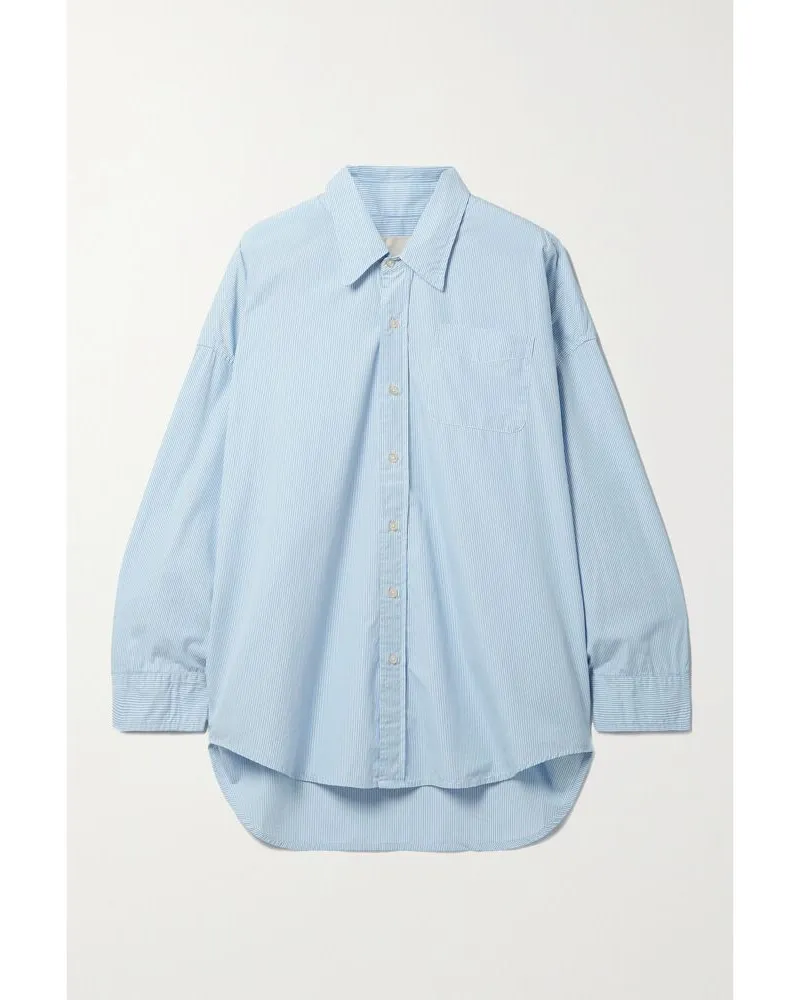 R13 Oversized-hemd Aus Gestreiftem Baumwoll-oxford - Blau Blau