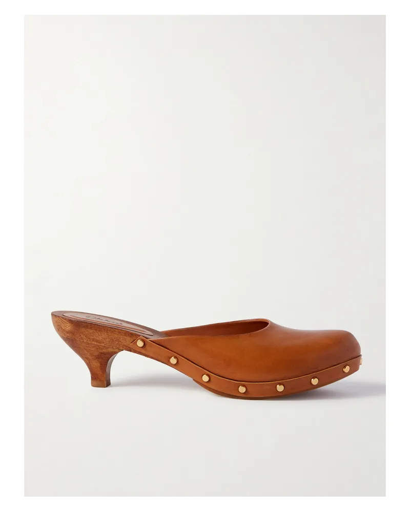 Chloé Mules aus Leder mit Nieten Braun