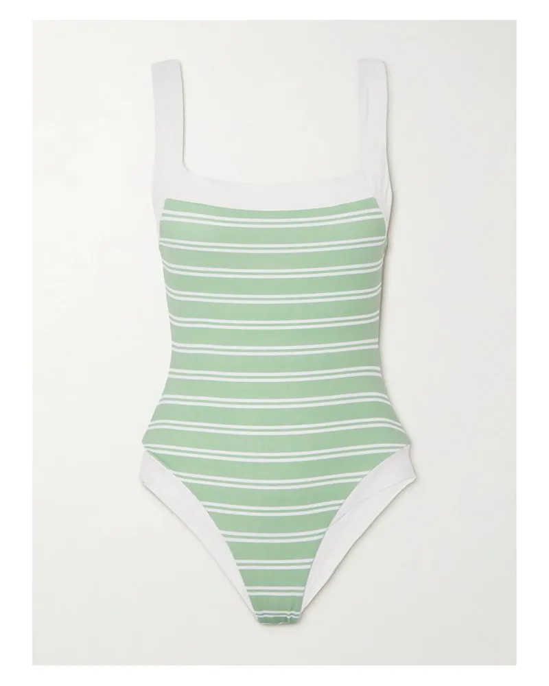 Marysia Bianco Gestreifter Badeanzug - Grün Grün
