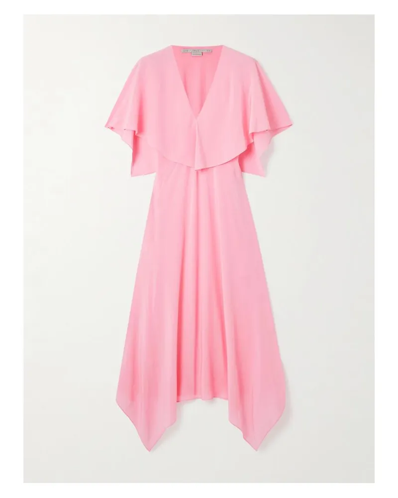 Stella McCartney Asymmetrisches Midikleid Aus Seiden-crêpe Mit Raffungen - Pink Pink