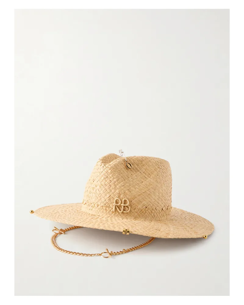 RUSLAN BAGINSKIY Embellished Straw Fedora - Neutrals Neutrals