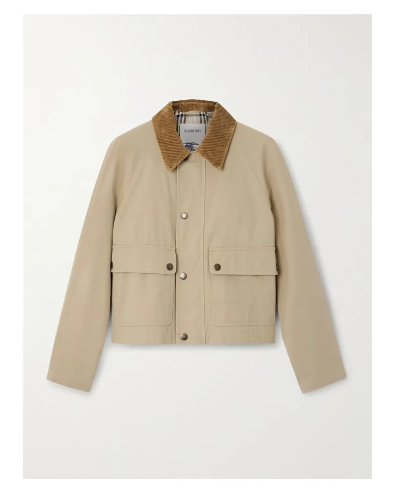 Burberry Jacke Aus Baumwoll-twill Mit Cordbesatz - Neutral Neutral