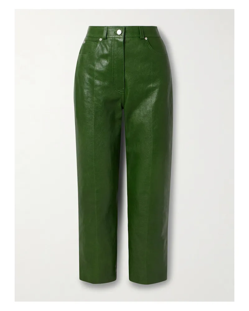 Ferragamo Verkürzte Hose Mit Geradem Bein Aus Leder - Grün Grün