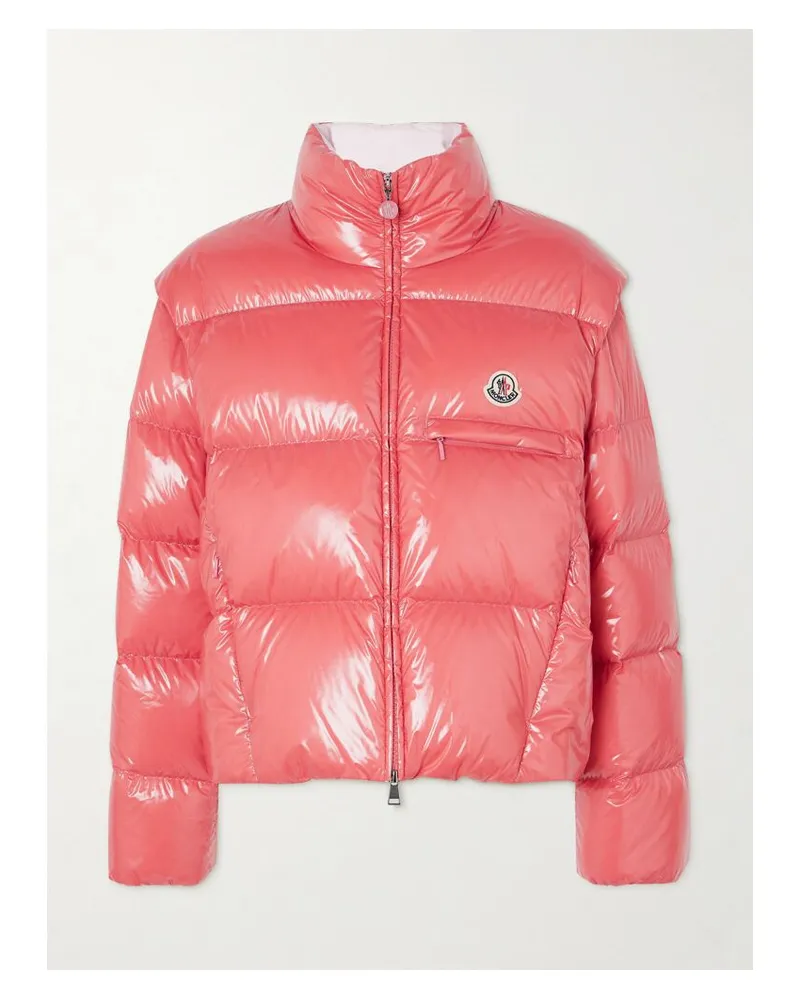 Moncler Almo Wandelbare Jacke Aus Gestepptem, Glänzendem Shell Mit Applikation Und Wattierung - Pink Pink