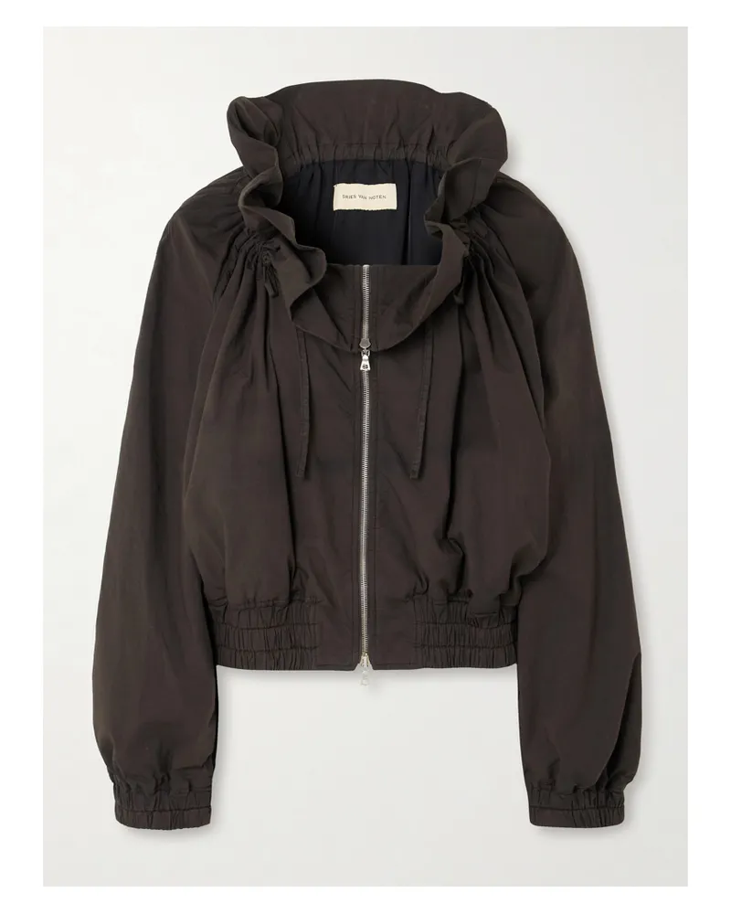 Dries van Noten Ruffled Gathered Cotton-blend Jacket - Brown Brown