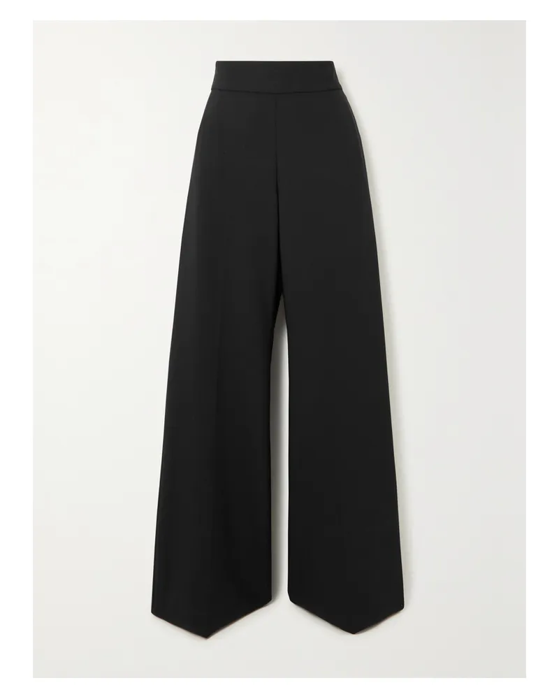 Carolina Herrera New York Hose Mit Weitem Bein Aus Grain De Poudre Aus Einer Wollmischung - Schwarz Schwarz