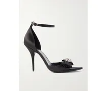 Avenue Palazzo Crystal-embellished Bow-detailed Satin Sandals - Black