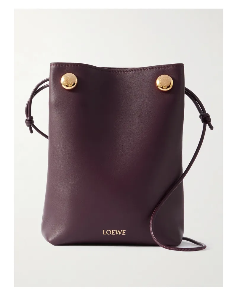 Loewe Pebble Embellished Leather Shoulder Bag - Burgundy Burgundy