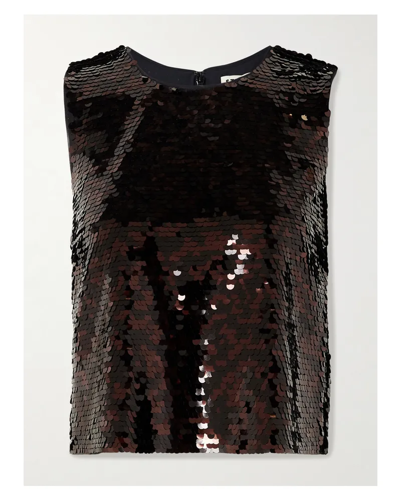 STAUD Seraphina Sequined Tulle Top - Black Black