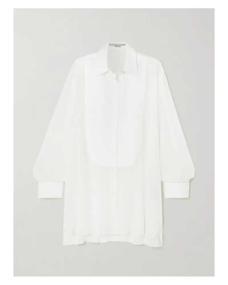 Stella McCartney Hemd Aus Seidenchiffon Mit Einsätzen Aus Baumwoll-piqué - Weiß Weiß