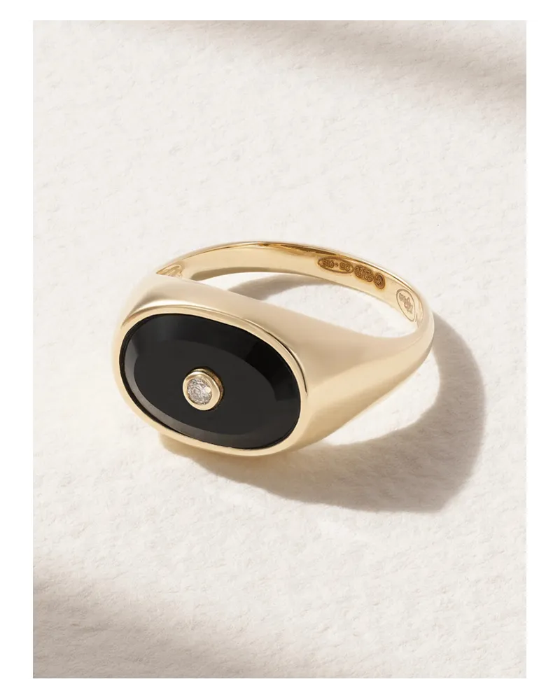 Pascale Monvoisin Orso Ring aus 9 Karat  mit Onyx Und Diamant Gold