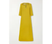 Embellished Satin-trimmed Silk-cady Gown - Yellow