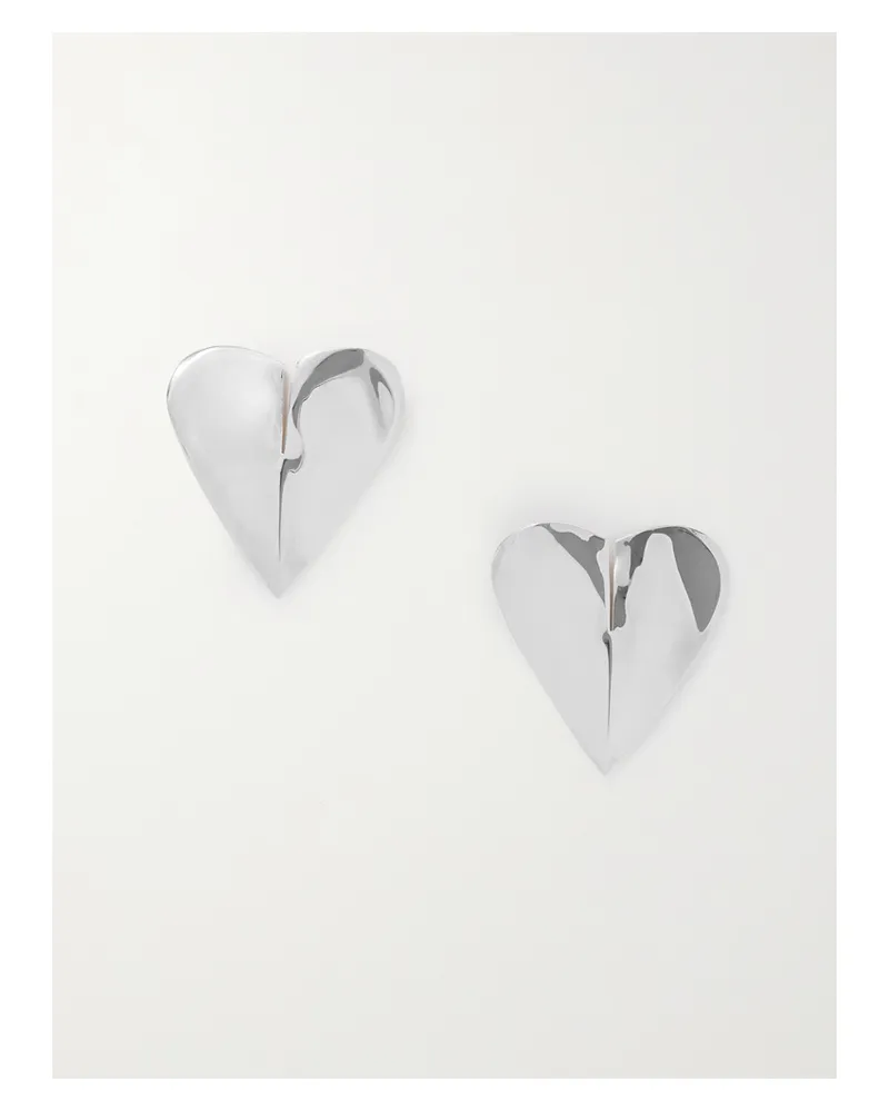 Alaïa Torn Heart Silberfarbene Oversized-ohrringe Silber