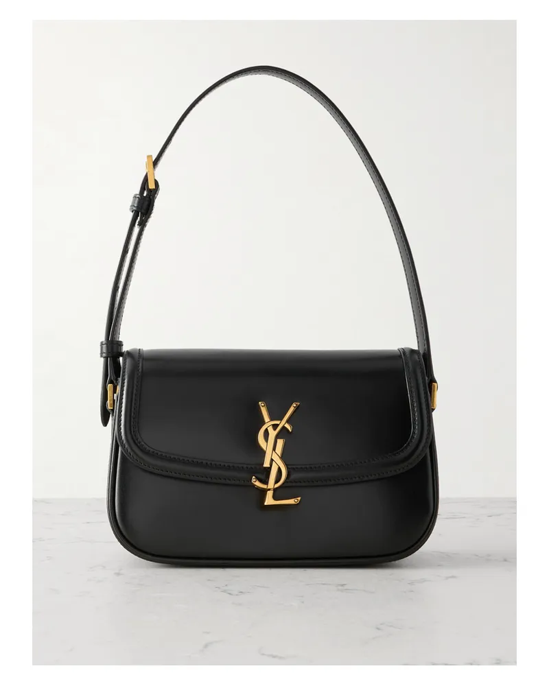 Saint Laurent Solferino Mini Leather Shoulder Bag - Black Black