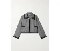 Dovecote Verkürzte Jacke Aus Woll-twill Mit Baumwoll-twill-besätzen - Grau