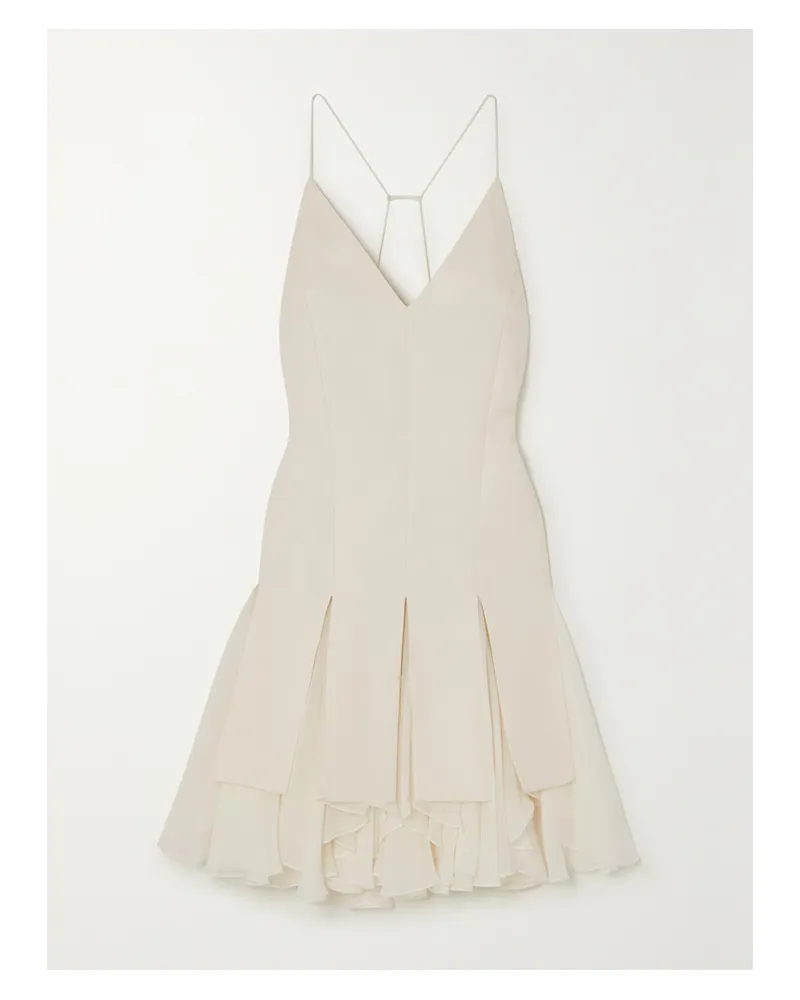 KHAITE Teagan Minikleid Aus Twill Und Voile Mit Rüschen - Wollweiß Wollweiß