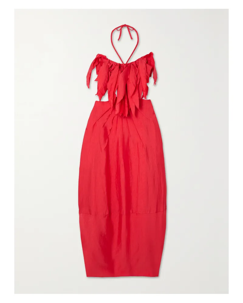 Cult Gaia Lue Neckholder-midikleid Aus Einer Tencel™-mischung - Rot Rot