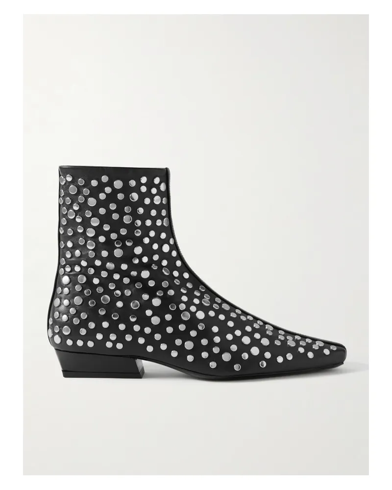 STAUD Wally Ankle Boots Aus Leder Mit Nieten - Schwarz Schwarz