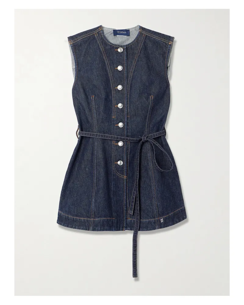 SPORTMAX Spddominio Belted Denim Vest - Blue Blue