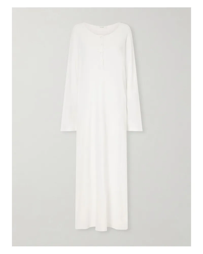 The Row Latoya Cotton Midi Dress - White White