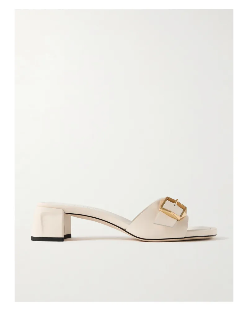 Jimmy Choo Hawke 40 Mules Aus Leder Mit Schnalle - Weiß Weiß