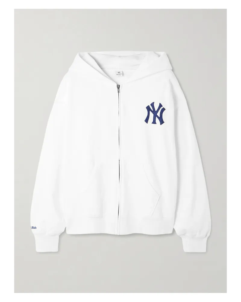 SPORTY & RICH 47 And The New York Yankees Kapuzenjacke Aus Baumwoll-jersey Mit Applikation - Weiß Weiß