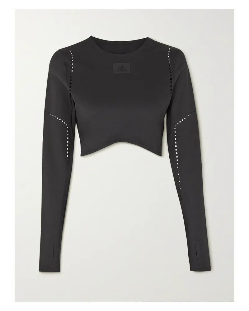 adidas Boa Verkürztes Oberteil Aus Lasergeschnittenem Stretch-material Mit Recycelten Fasern - Schwarz Schwarz