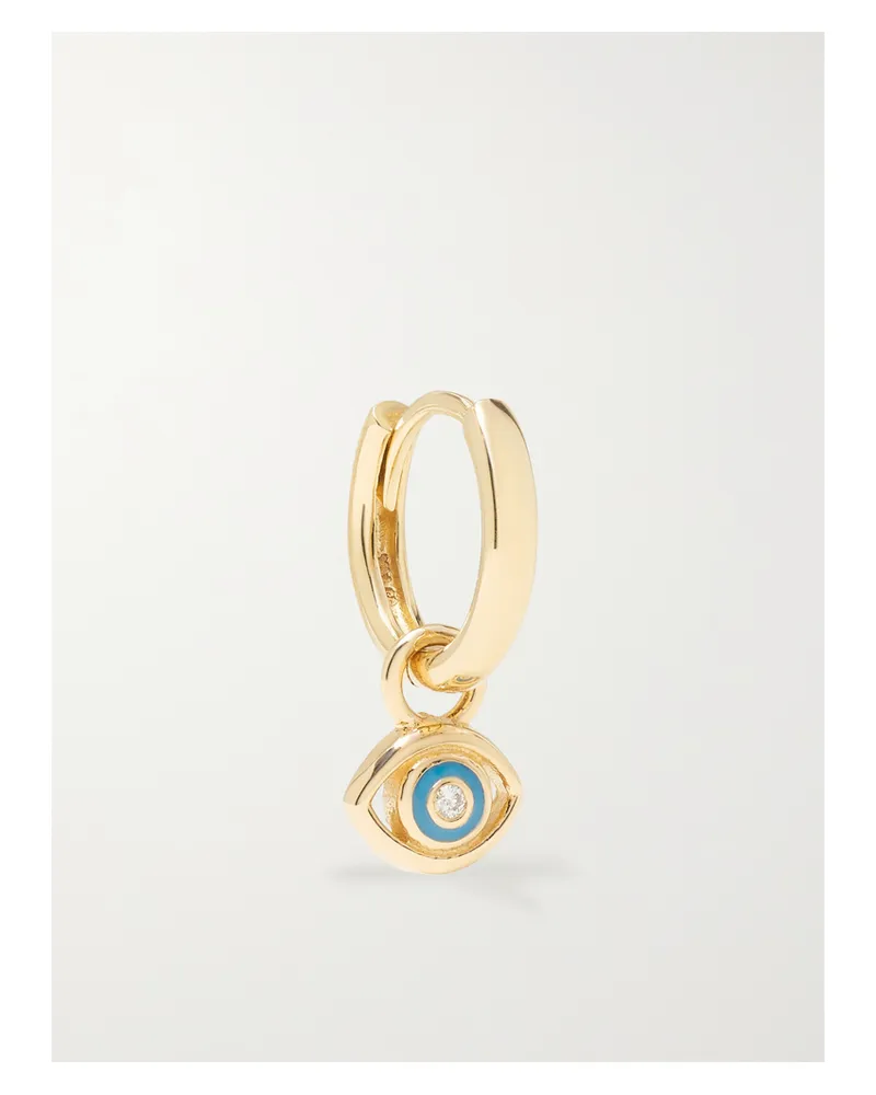 Alison Lou Evil Eye Huggy Einzelne Creole Aus 14 Karat Gold Mit Diamant Und Emaille Gold