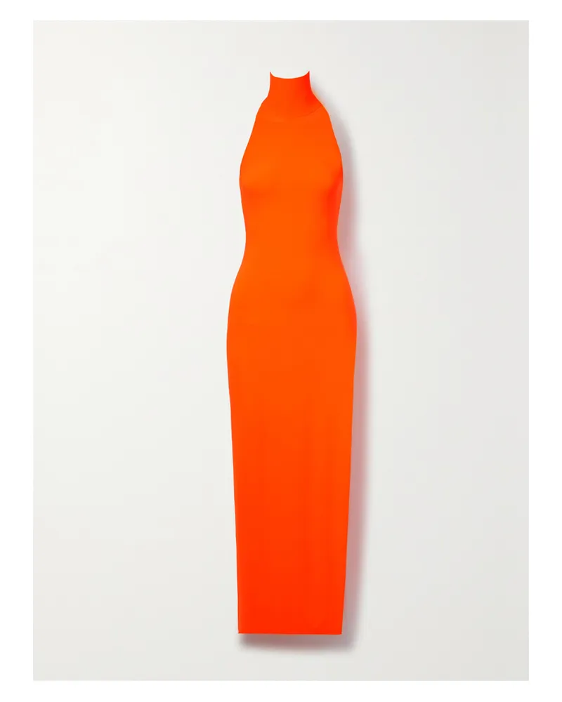 Norma Kamali Midikleid Aus Stretch-jersey Mit Stehkragen - Orange Orange