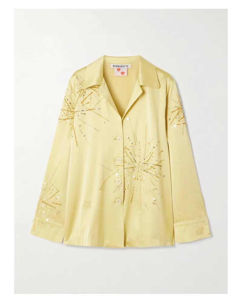 BERNADETTE Louis Hemd Aus Satin Aus Einer Seidenmischung Mit Verzierungen - Gold Gold