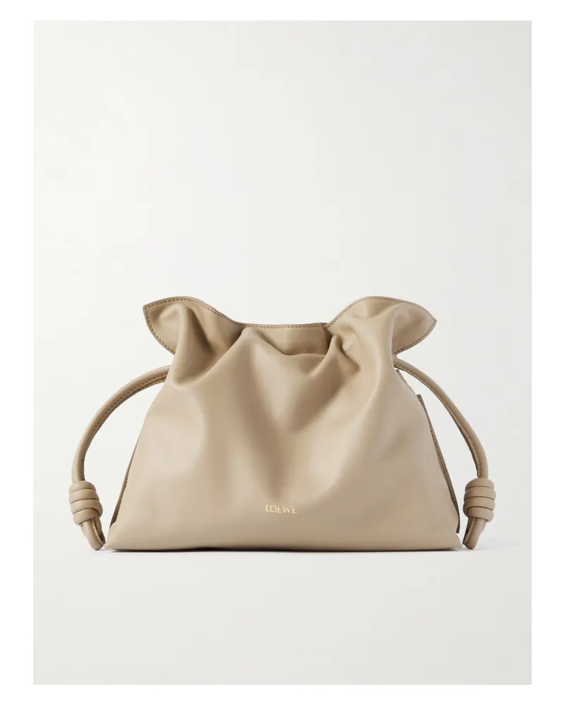 Loewe Flamenco Leather Clutch - Neutrals Neutrals