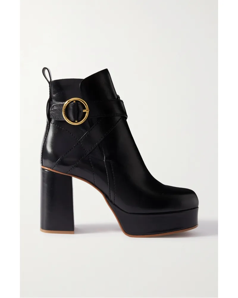 See by Chloé Lyna Ankle Boots aus Leder mit Schnalle Schwarz