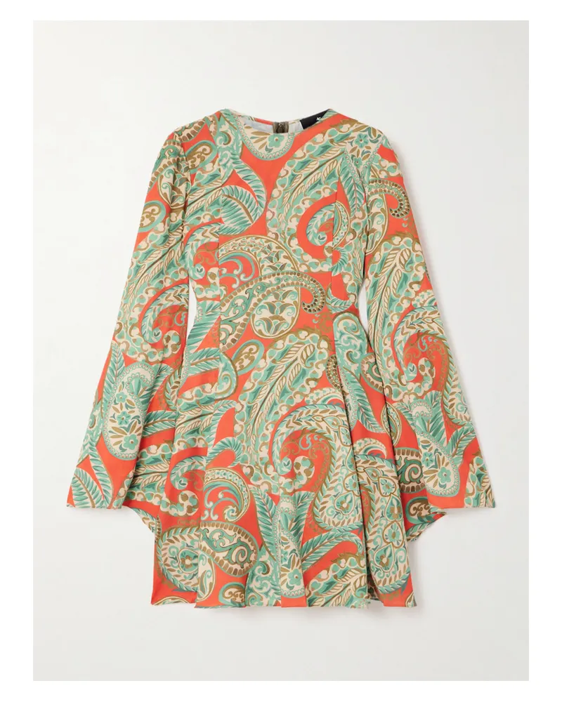 Etro Minikleid Aus Crêpe Mit Paisley-muster Und Falten - Mehrfarbig Mehrfarbig