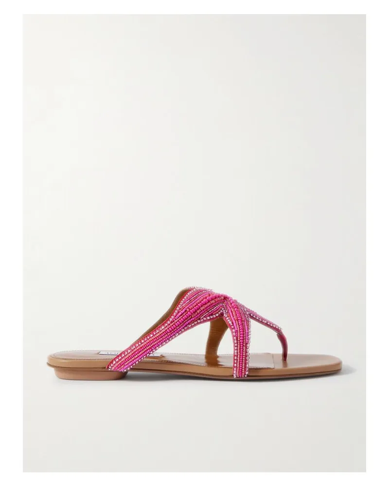 Aquazzura Reef Star Zehensandalen Aus Leder Mit Zierperlen - Pink Pink