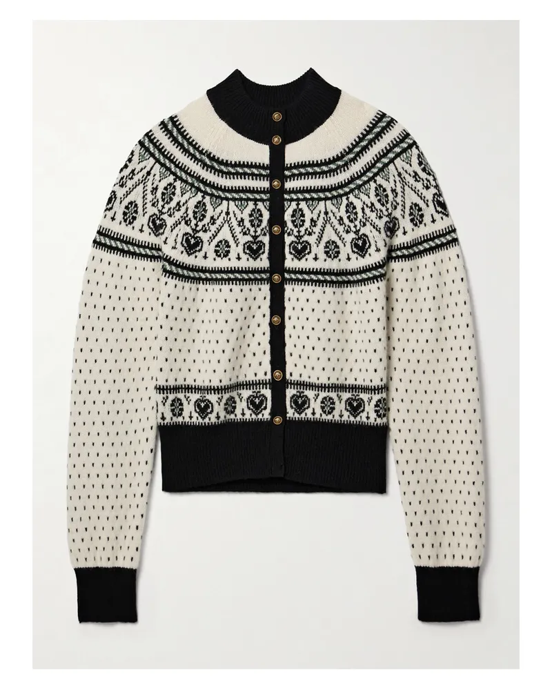 KHAITE Marc Intarsia Cashmere-blend Cardigan - Cream Cream